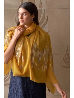 MAULI CASHMERE - Shooting Stars Embroidered Wool Silk Stole