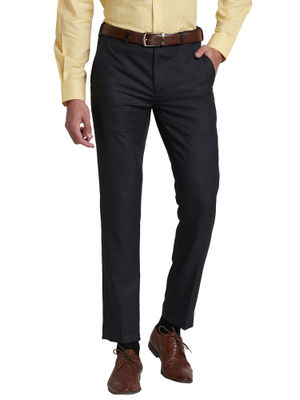 Buy Park Avenue Super Slim Fit Solid Dark Grey Formal Trouser online