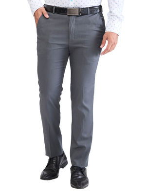 Buy Park Avenue Super Slim Fit Solid Dark Grey Formal Trouser Online