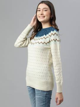 WOODLAND Sweater : Buy WOODLAND Women Multi-Color Round Neck Sweaters Online  | Nykaa Fashion