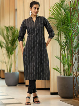 Libas - Black Motif Woven Design Kurta