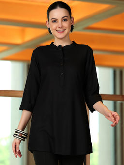 Libas - Women's Black Solid Tunic