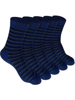 Heelium - Bamboo Crew Socks for Men - 3 Pairs - Navy Blue - Odour Free - Stripes