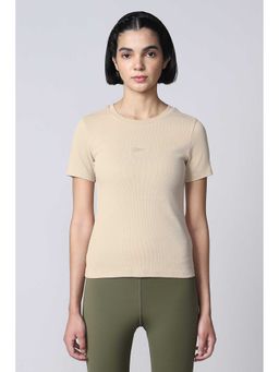 Reebok - Women Beige Ribbed T-shirt