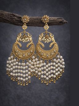 Qunic - Noor Jharokha Chandeliers White Earrings