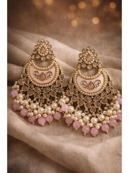 Qunic - Roselle Pearl Chandeliers Pink Earrings