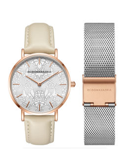 BCBGMAXAZRIA - MAXAZRIA Quartz Silver Round Dial Women's Watch with Additional Strap - BG50696010