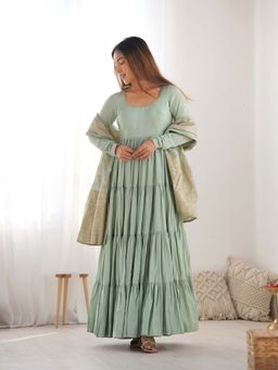 Wedani - Women Green Embroidered Anarkali & Pant With Dupatta