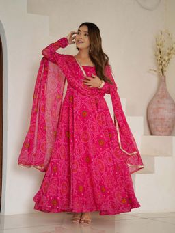 Wedani - Women Pink Embroidered Anarkali & Pant With Dupatta