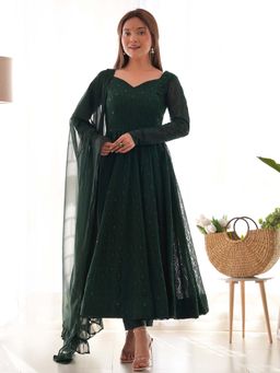 Wedani - Women Green Embroidered Anarkali & Pant With Dupatta