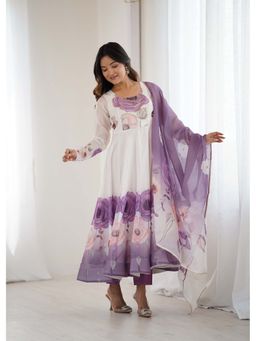 Wedani - Women Purple Embroidered Anarkali & Pant With Dupatta