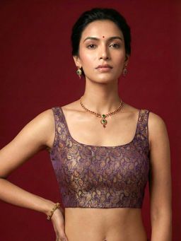 Niraha - Women'S Purple Paisley Floral Stitched Blouse