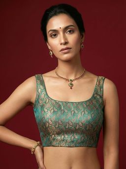 Niraha - Women'S Teal Paisley Design Stitched Blouse