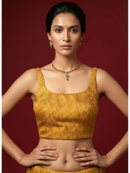 Niraha - Women'S Yellow Paisley Design Stitched Blouse