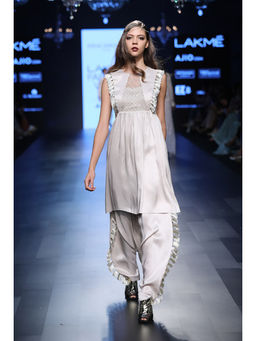 Payal Singhal - Zia Stone Silk Short Kurta with Salwar (Set of 2)