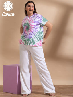 Twenty Dresses by Nykaa Fashion - Curve Have A Colorful Day Tshirt