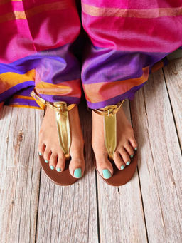 Postcard - Rome Slip On Gold Flats