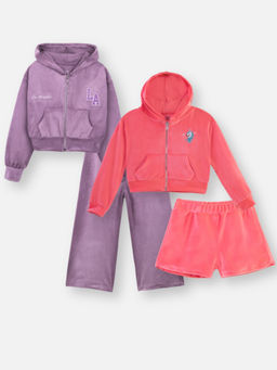 Napchief - Girls Unicorn and Los Angeles Hoodies with Pant & Shorts (Set of 4)