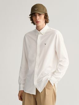 GANT - Men White Solid Regular Fit Shirt