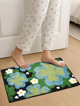 FABINALIV - Multi-Color Floral Cotton Blend Anti Skid Door Mat