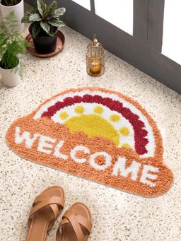 FABINALIV - Orange Abstract Cotton Blend Anti Skid Door Mat