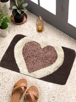 FABINALIV - Brown Geometric Cotton Blend Anti Skid Door Mat