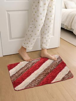 FABINALIV - Red Striped Cotton Blend Anti Skid Door Mat
