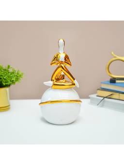Voncasa - White and Gold Ceramic Abstract Posture Figurine