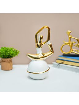 Voncasa - White and Gold Ceramic Abstract Posture Figurine Set
