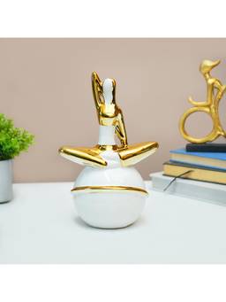 Voncasa - White and Gold Ceramic Abstract Figurine