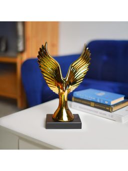 Voncasa - Black and Gold Ceramic Eagle or Phoenix Sculpture