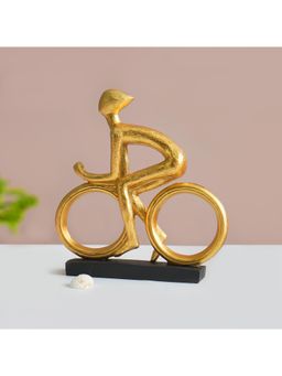 Voncasa - Golden Resin Cyclist Sculpture