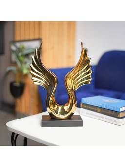 Voncasa - Black and Gold Ceramic Wing Sculpture