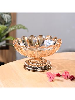 Voncasa - Decorative Glass Bowl with Golden Lotus Design