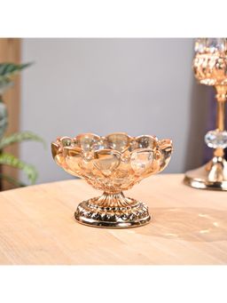Voncasa - Decorative Glass Bowl with Golden Lotus Design