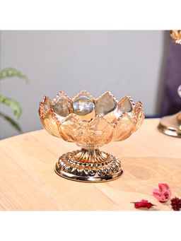 Voncasa - Decorative Glass Bowl with Golden Lotus Design