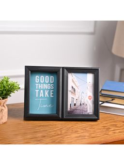 Voncasa - Black Matte Plastic Diptych Photo Frame