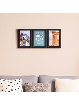 Voncasa - Black Matte Plastic Triptych Photo Frame