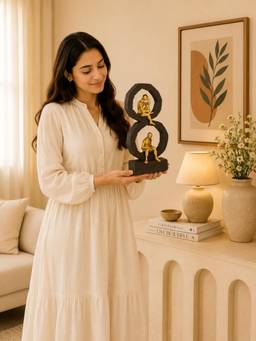 ELARE - Infinity Human Sculpture Showpiece with Gold Finish for Home and Office Decor