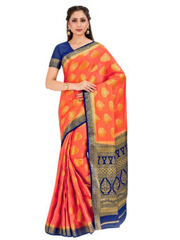 Mimosa - Peach Mysore Silk Style Crepe Saree With Unstitched Blouse
