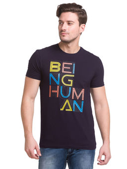 Being Human - Men Printed Navy Blue T-Shirt