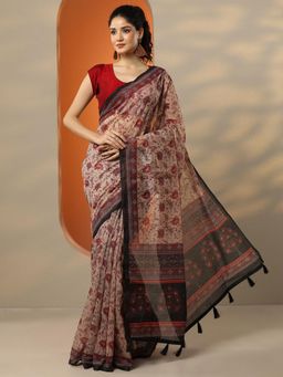 Libas - Pink Floral Printed Saree for Women with Unstitched Blouse