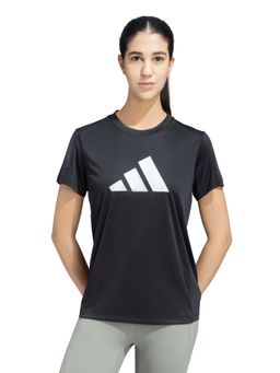 adidas - Women Black Logo Printed Sports T-Shirt