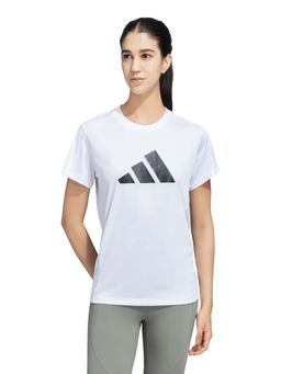 adidas - Women White Logo Printed Sports T-Shirt