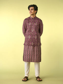 Diwas by Manyavar - Purple Majesty Kurta Jacket Set for Men