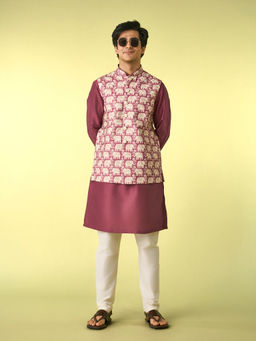 Diwas by Manyavar - Dusty Purple Radiance Kurta Jacket Set for Men