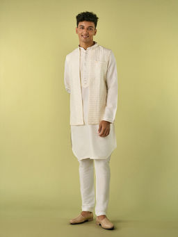 Diwas by Manyavar - Cream Elegance Kurta Jacket Set for Men