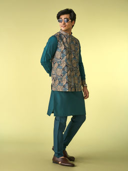 Diwas by Manyavar - Teal Green Kurta Jacket Set for Men
