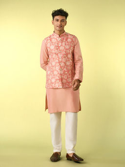 Diwas by Manyavar - Peachy Pastel Celebration Kurta Jacket Set for Men