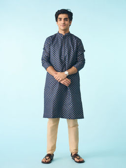 Diwas by Manyavar - Dark Blue Celebration Kurta Pyjama for Men